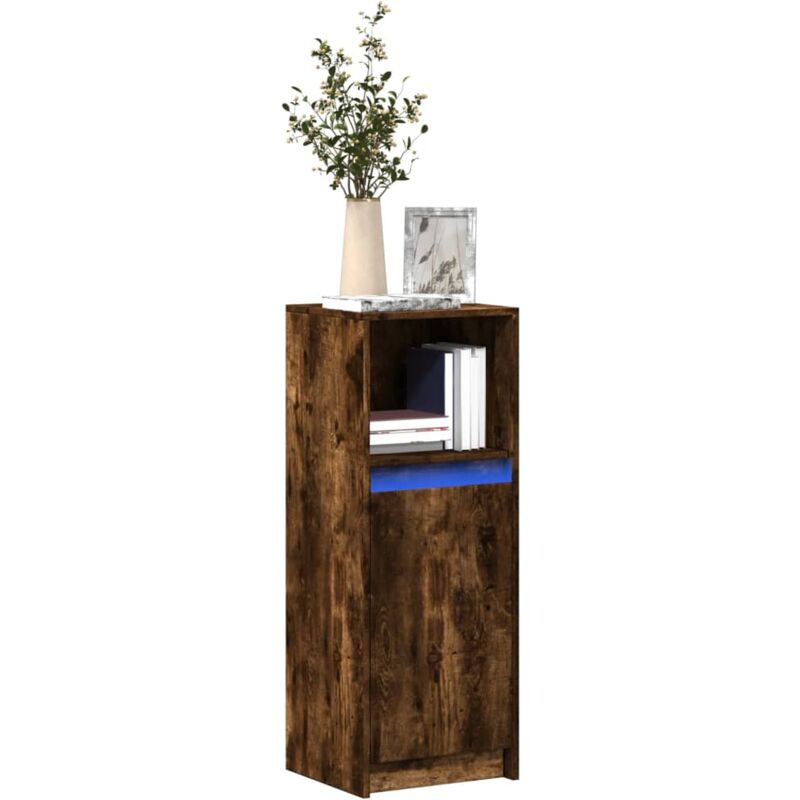 foto del prodotto vidaxl credenza con led rovere fumo 38x34x100 cm in legno multistrato