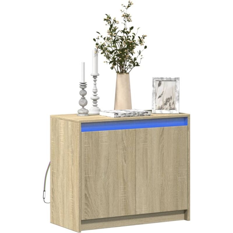 foto del prodotto vidaxl credenza con led rovere sonoma 72x34x61 cm in legno multistrato