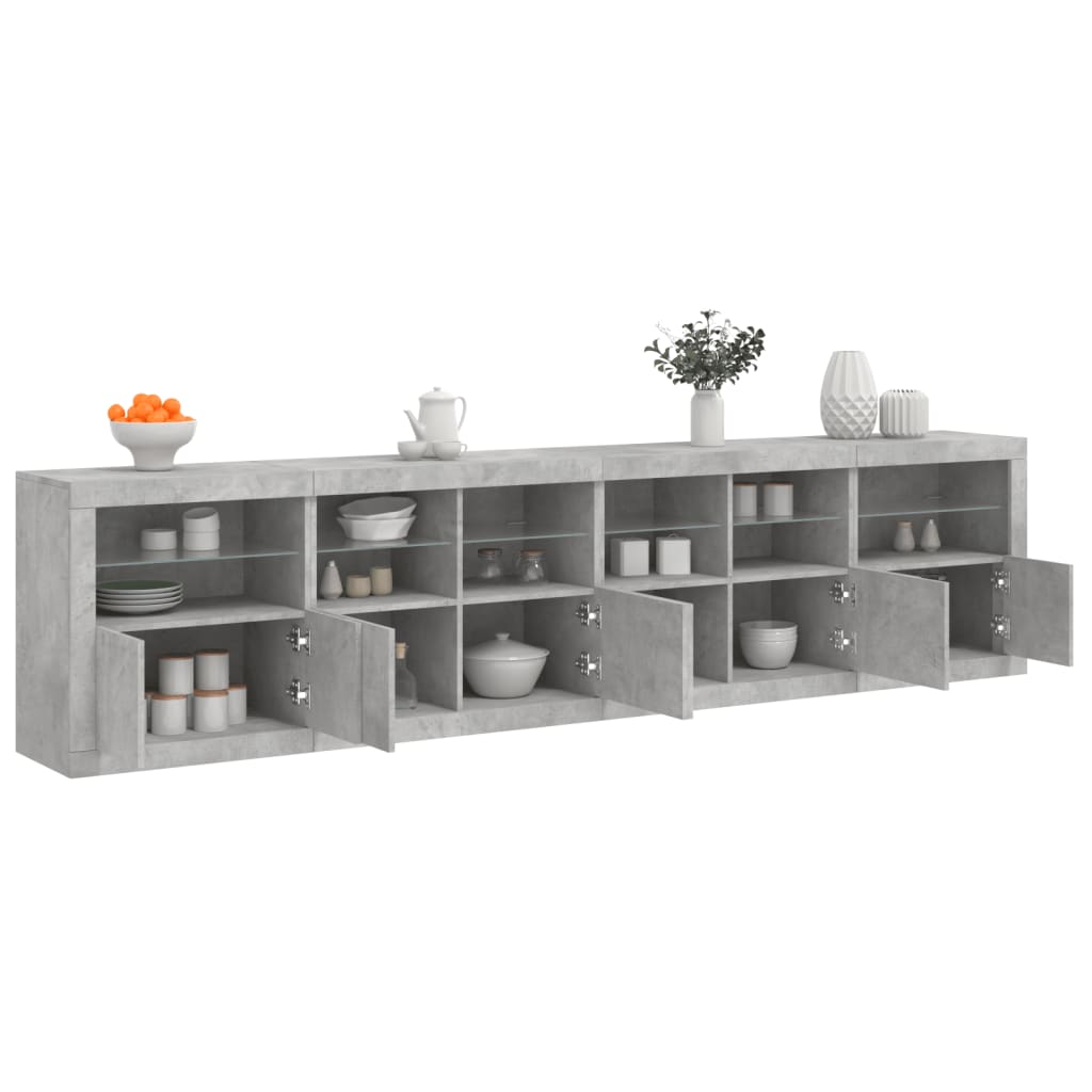 foto del prodotto vidaxl credenza con luci led grigio cemento 283x37x67 cm