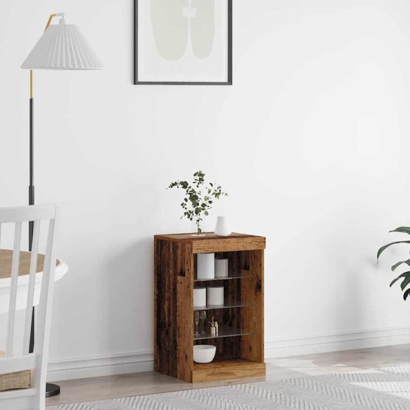 foto del prodotto vidaxl credenza con luci led legno vecchio 41x37x67 cm