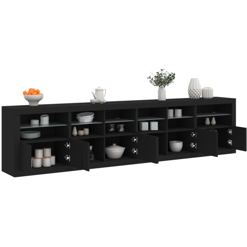 foto del prodotto vidaxl credenza con luci led nera 283x37x67 cm