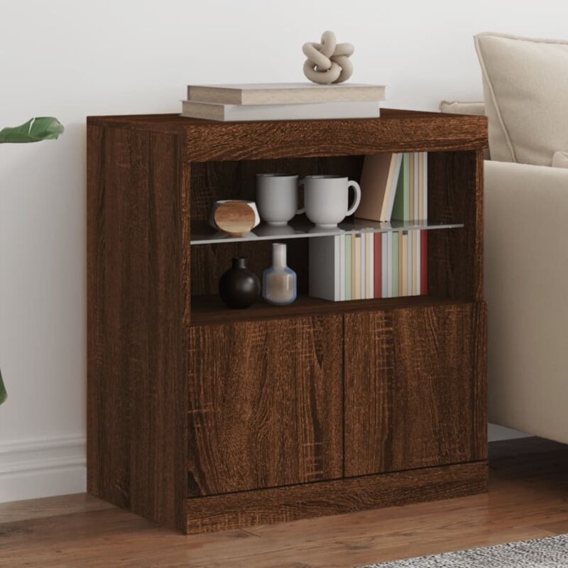 foto del prodotto vidaxl credenza con luci led rovere marrone 60x37x67 cm