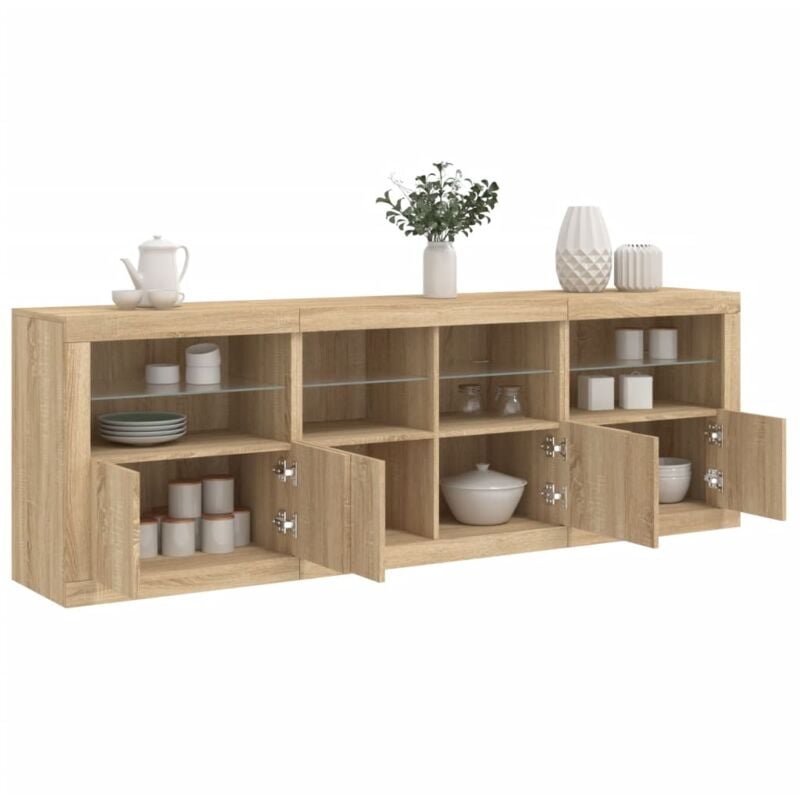 foto del prodotto vidaxl credenza con luci led rovere sonoma 202x37x67 cm