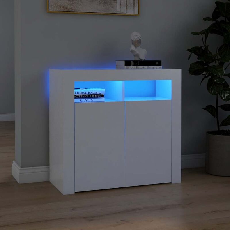 foto del prodotto vidaxl credenza da salotto con 2 ante e 2 scomparti led vari colori disponibili colore bianco