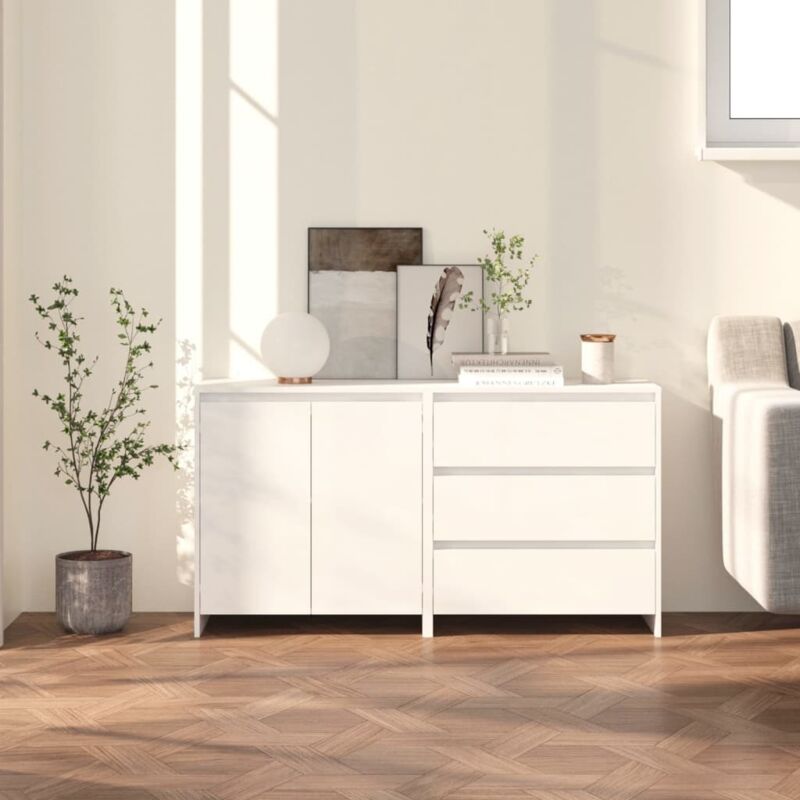 foto del prodotto vidaxl credenza dal design moderno con 3 cassetti e 2 ante disponibili vari colori colore bianco