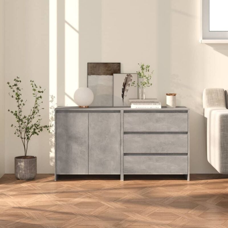 foto del prodotto vidaxl credenza dal design moderno con 3 cassetti e 2 ante disponibili vari colori colore cemento
