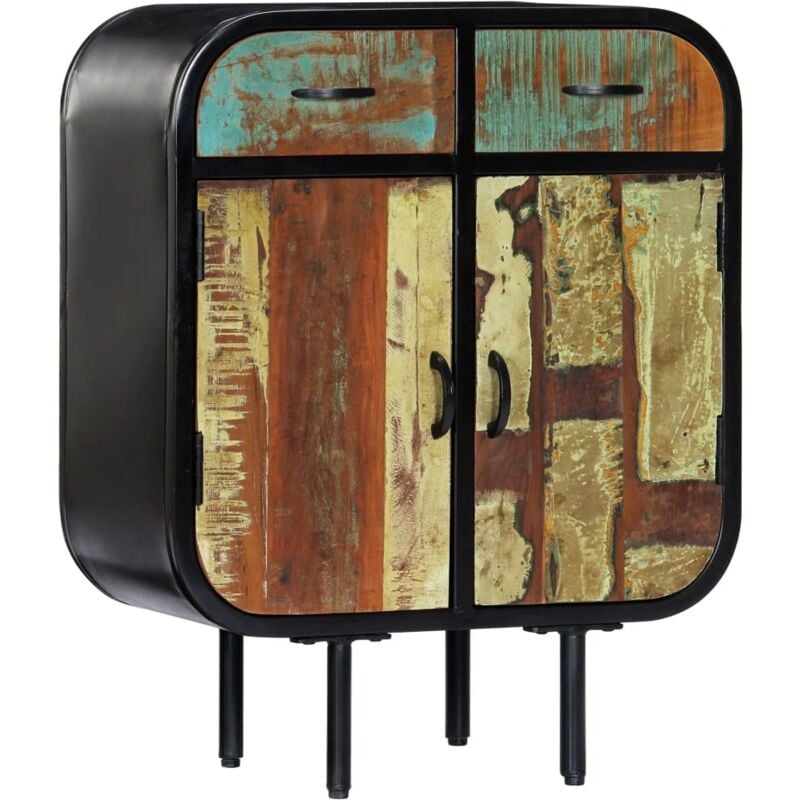foto del prodotto vidaxl credenza dal design unico ad angoli smussati con 2 cassetti e 2 ante vari colori colore nero multicolore