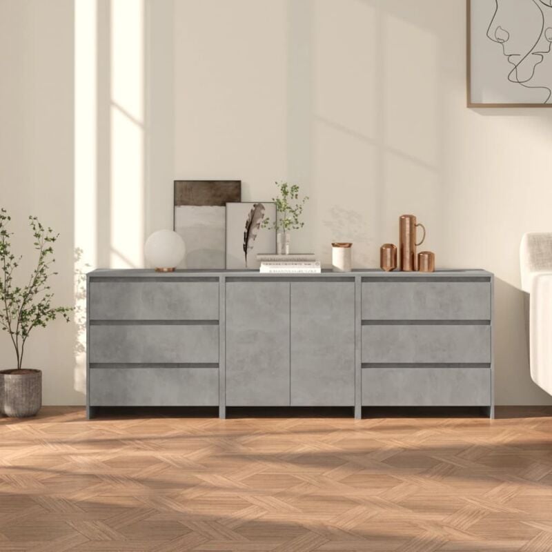 foto del prodotto vidaxl credenza design moderno con 3 cassetti a lato e 2 ante laterali vari colori colore cemento