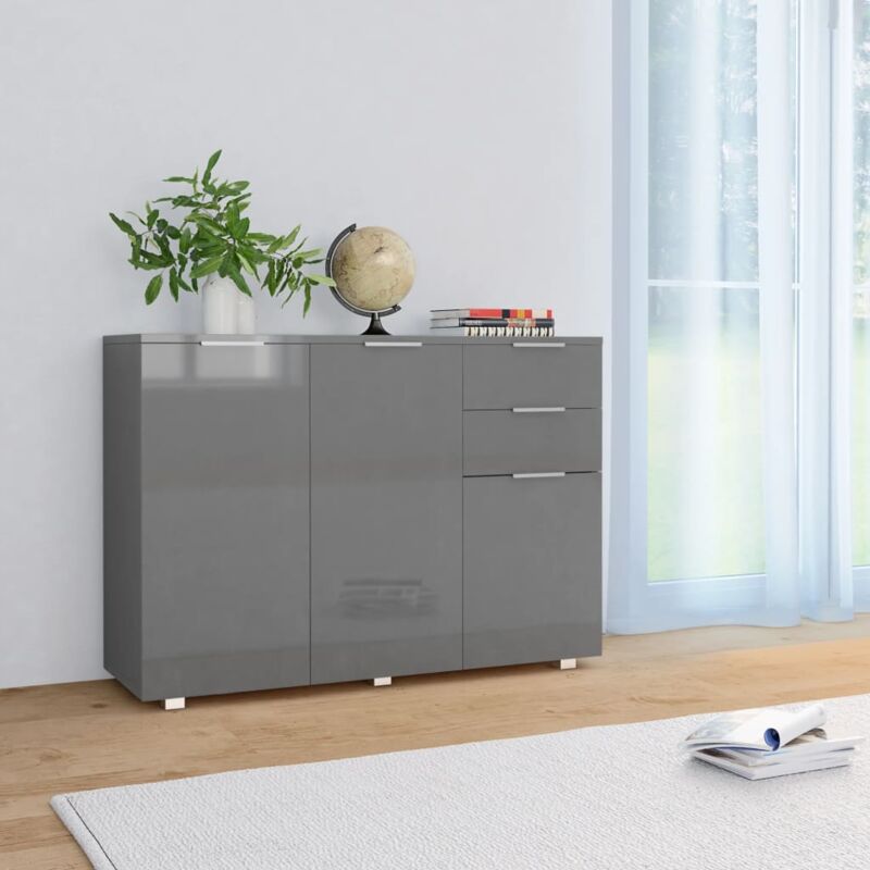 foto del prodotto vidaxl credenza elegante con finitura lucida cassetti e ante design elegante vari colori colore grigio