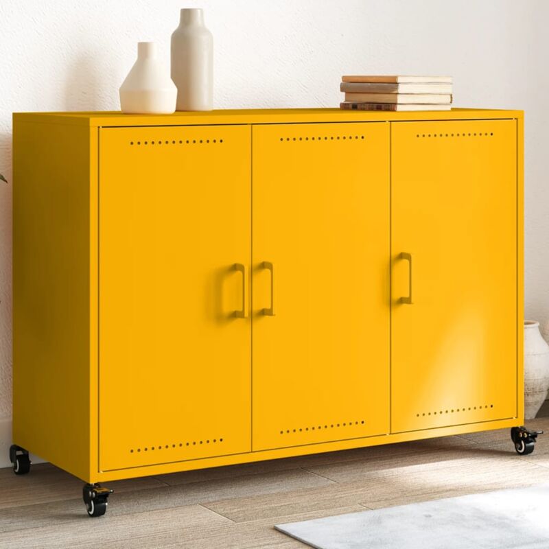 foto del prodotto vidaxl credenza giallo senape 100,5x39x72 cm in acciaio