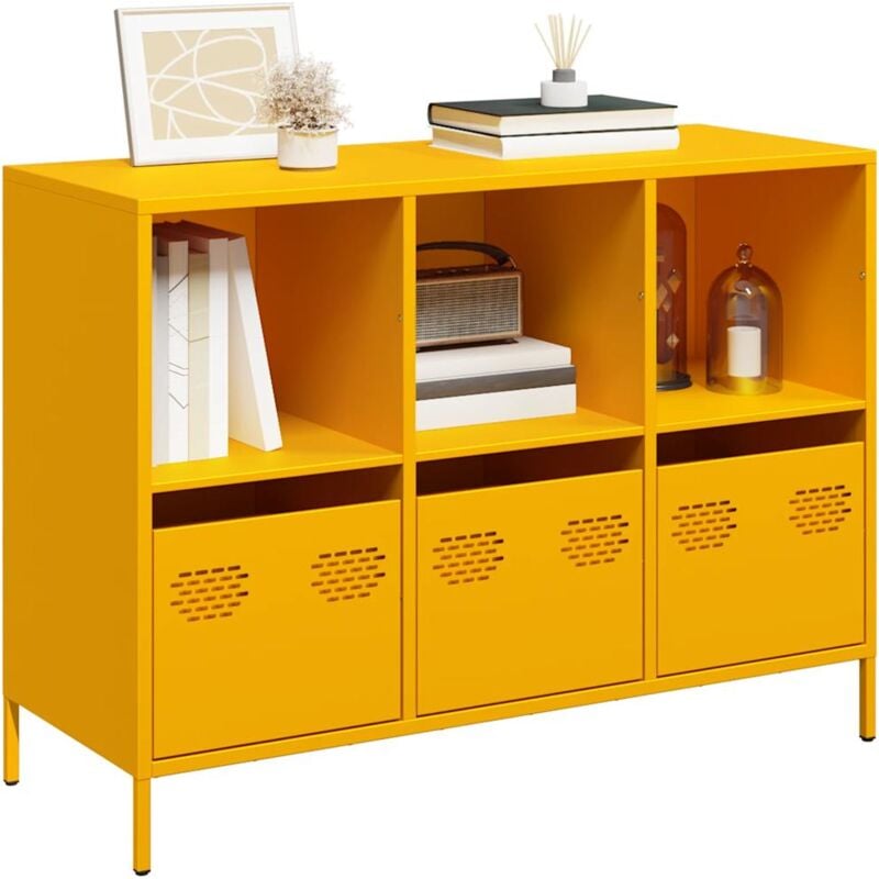 foto del prodotto vidaxl credenza giallo senape 101,5x39x73,5 cm acciaio laminato freddo