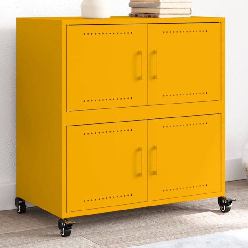 foto del prodotto vidaxl credenza giallo senape 68x39x72 cm in acciaio