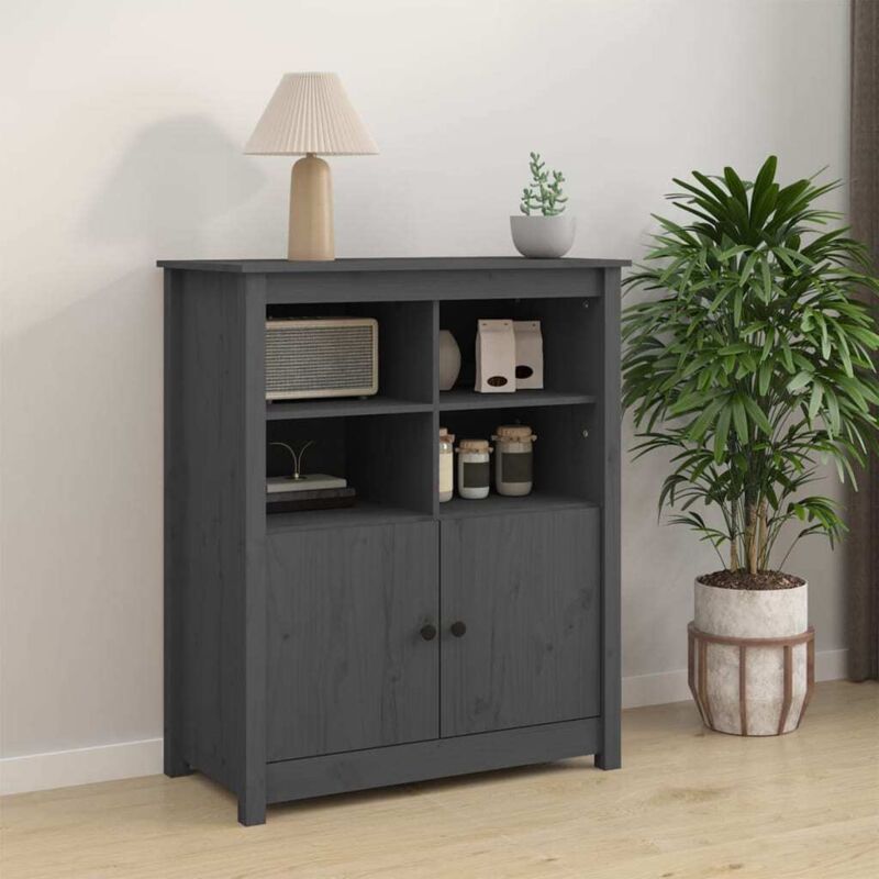 foto del prodotto vidaxl credenza grigia 83x41,5x100 cm in legno massello di pino
