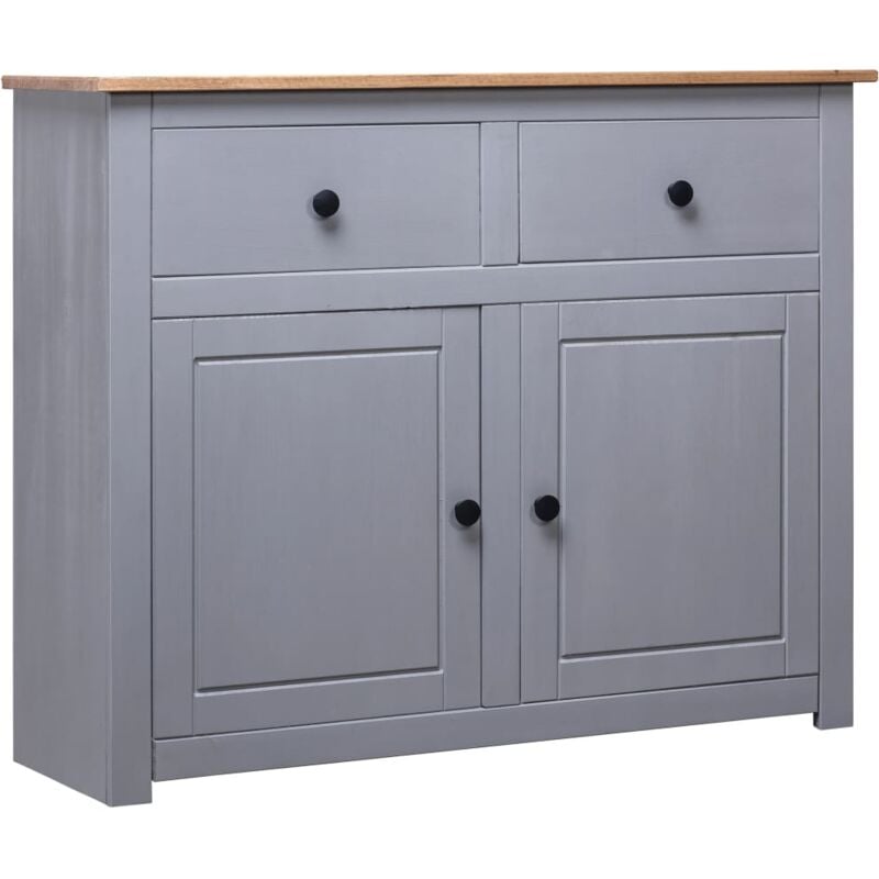 foto del prodotto vidaxl credenza grigia 93x40x80 cm in legno stile classico con 2 cassetti e 2 ante
