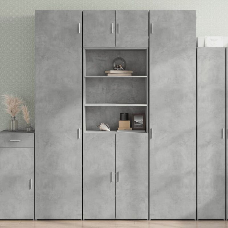 foto del prodotto vidaxl credenza grigio cemento 70x42,5x185 cm in legno multistrato