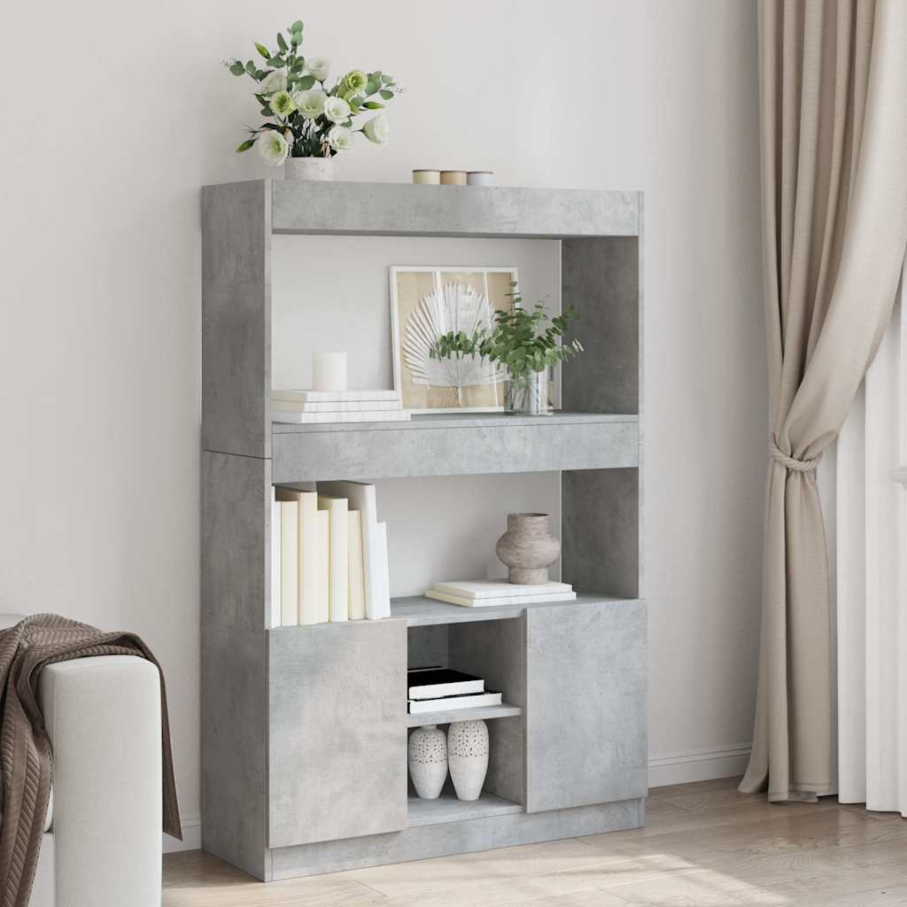 foto del prodotto vidaxl credenza grigio cemento 92x33x140 cm in legno multistrato