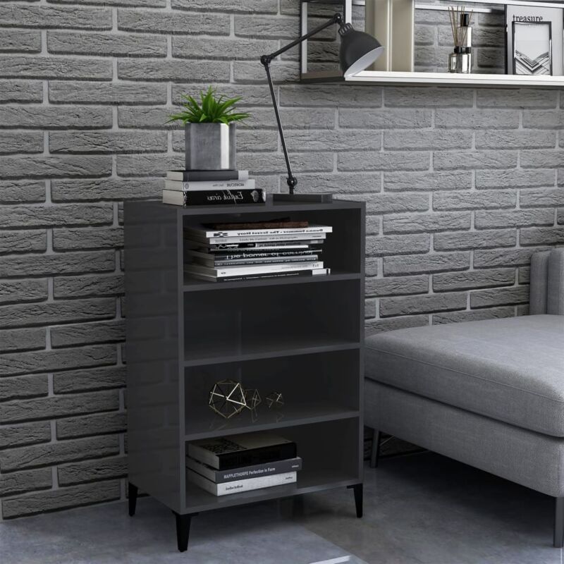 foto del prodotto vidaxl credenza grigio lucido 57x35x90 cm in legno multistrato