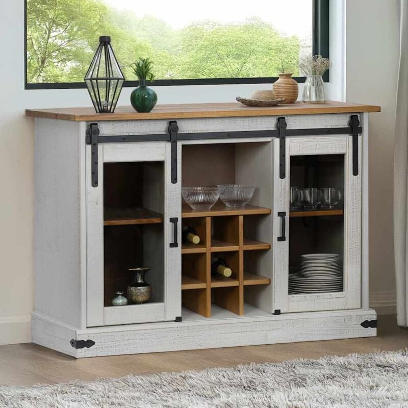 foto del prodotto vidaxl credenza halden 2 ante scorrevoli 112x40x80 cm legno massello 695900