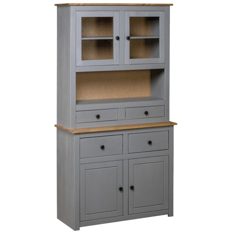 foto del prodotto vidaxl credenza in legno massello di pino design rustico lucida vari colori colore grigio