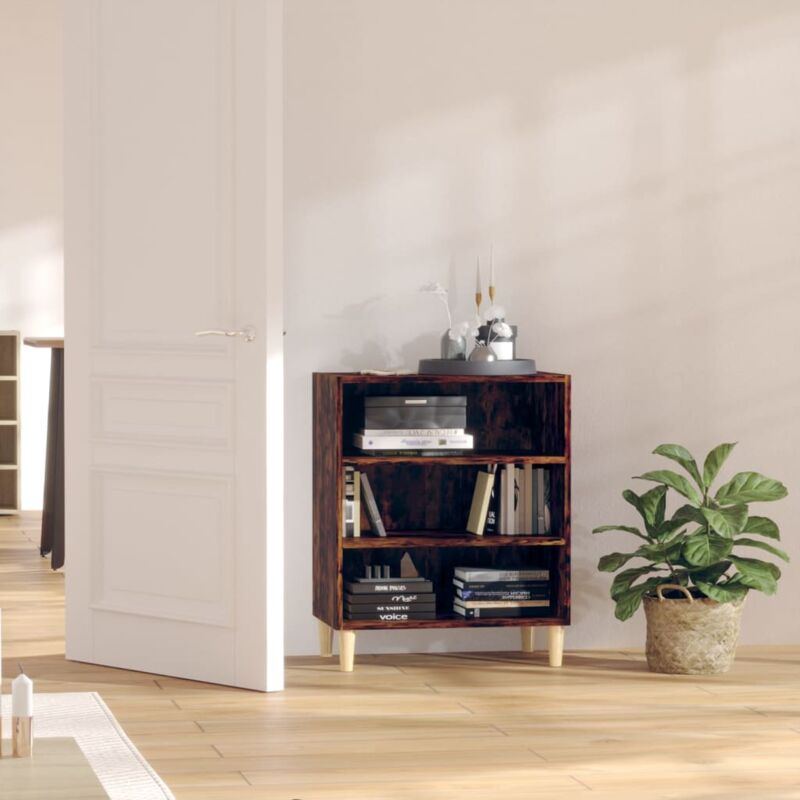 foto del prodotto vidaxl credenza in stile retr con 3 ripiani disponibile in vari colori colore rovere fumo