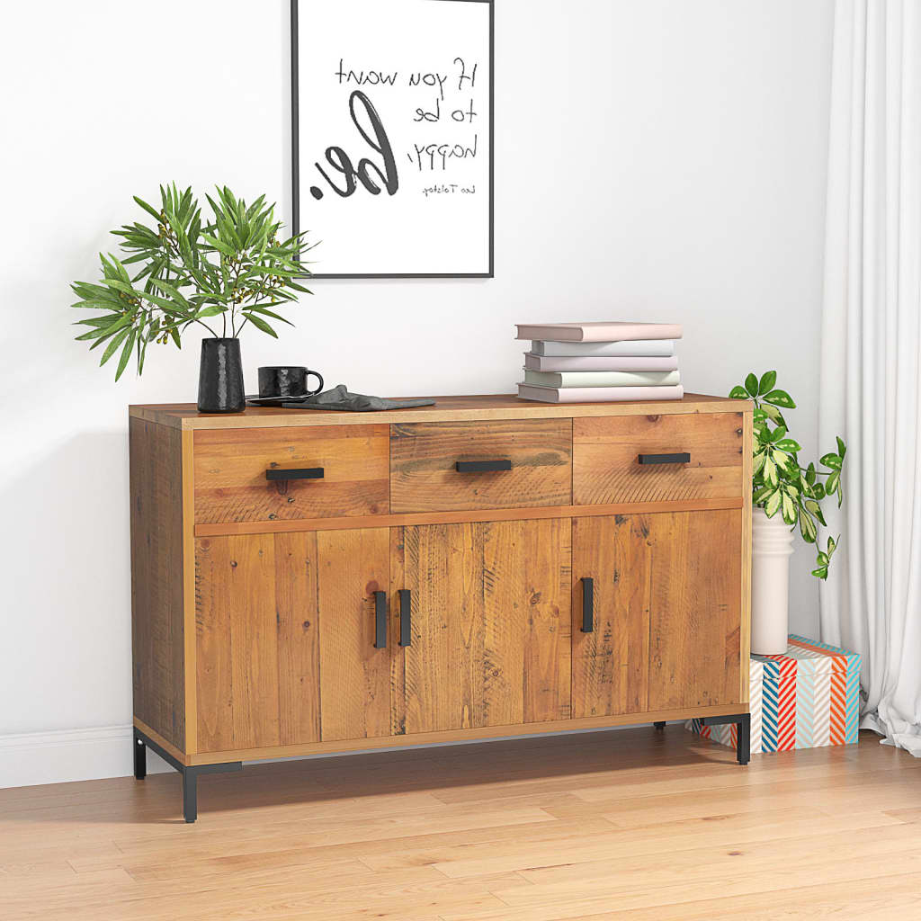 foto del prodotto vidaxl credenza marrone 110x35x70 cm in legno massello di pino