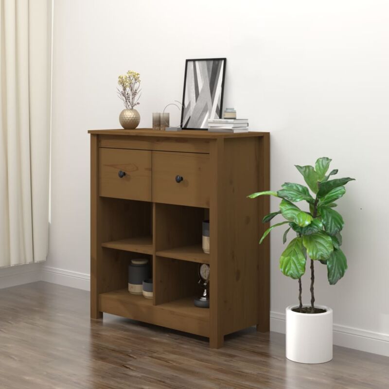 foto del prodotto vidaxl credenza marrone 70x35x80 cm in legno massello di pino