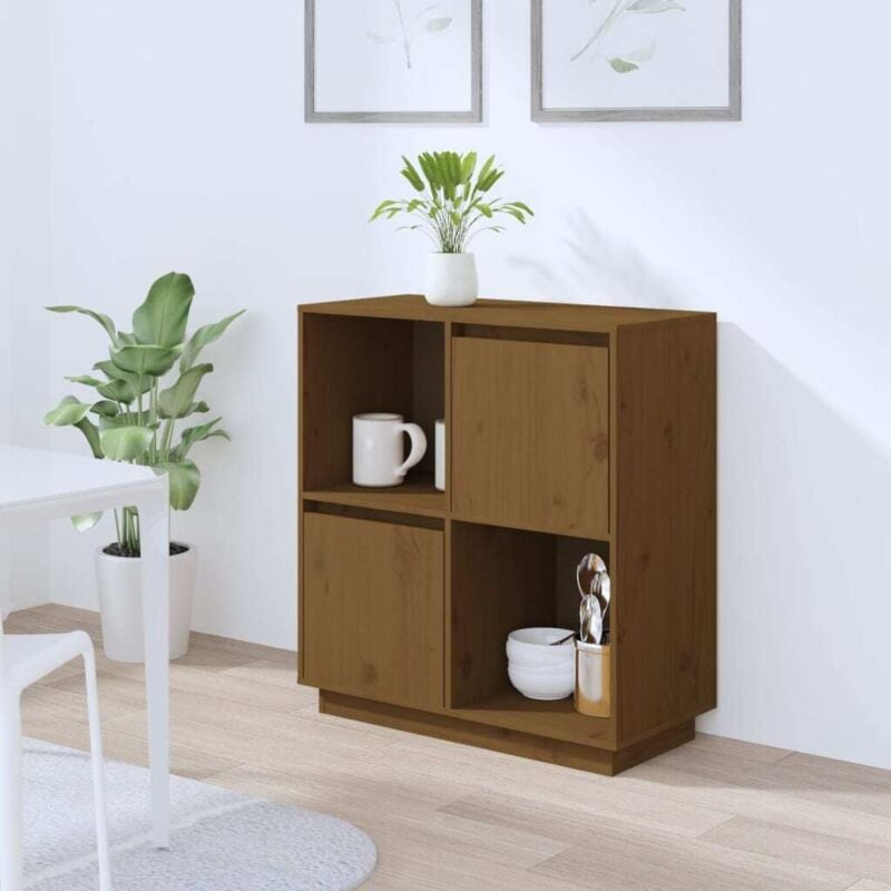 foto del prodotto vidaxl credenza marrone ambrato 74x35x80 cm in legno massello di pino