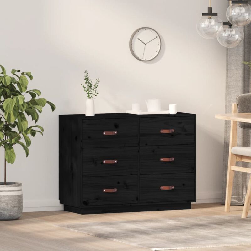 foto del prodotto vidaxl credenza nera 100x40x75 cm in legno massello di pino