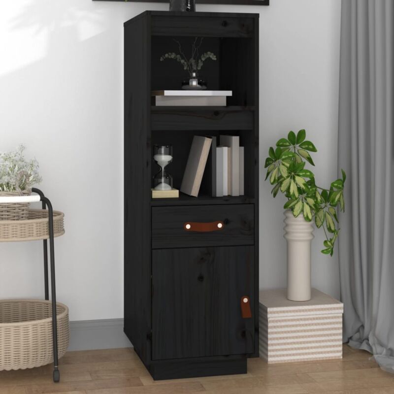 foto del prodotto vidaxl credenza nera 34x40x108,5 cm in legno massello di pino