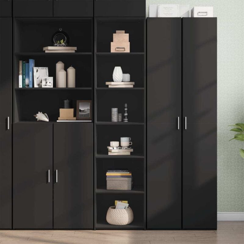 foto del prodotto vidaxl credenza nera 45x41x185 cm in legno multistrato