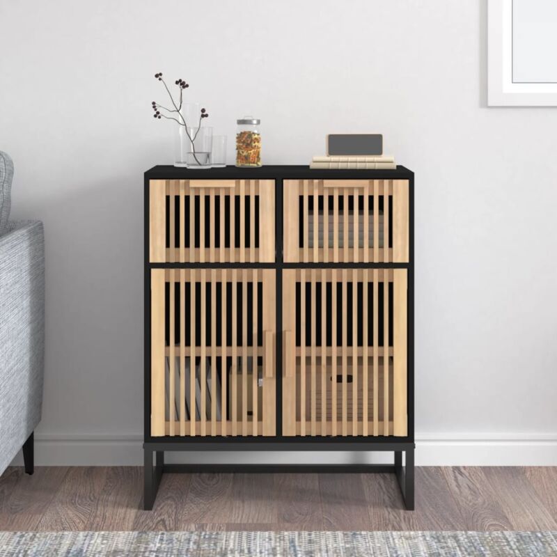 foto del prodotto vidaxl credenza nera 60x30x75 cm in legno multistrato