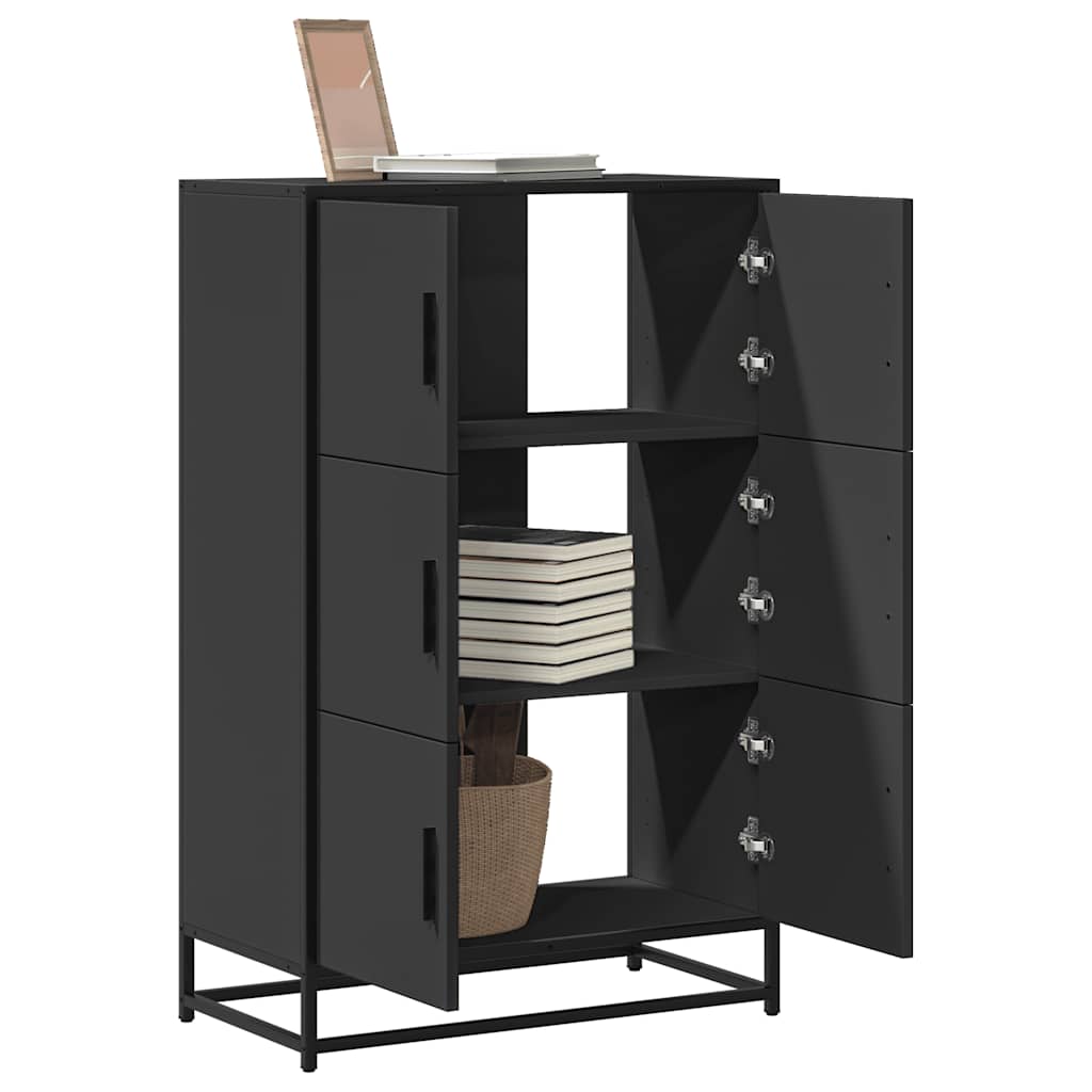 foto del prodotto vidaxl credenza nera 68x35x106,5 cm legno multistrato metallo