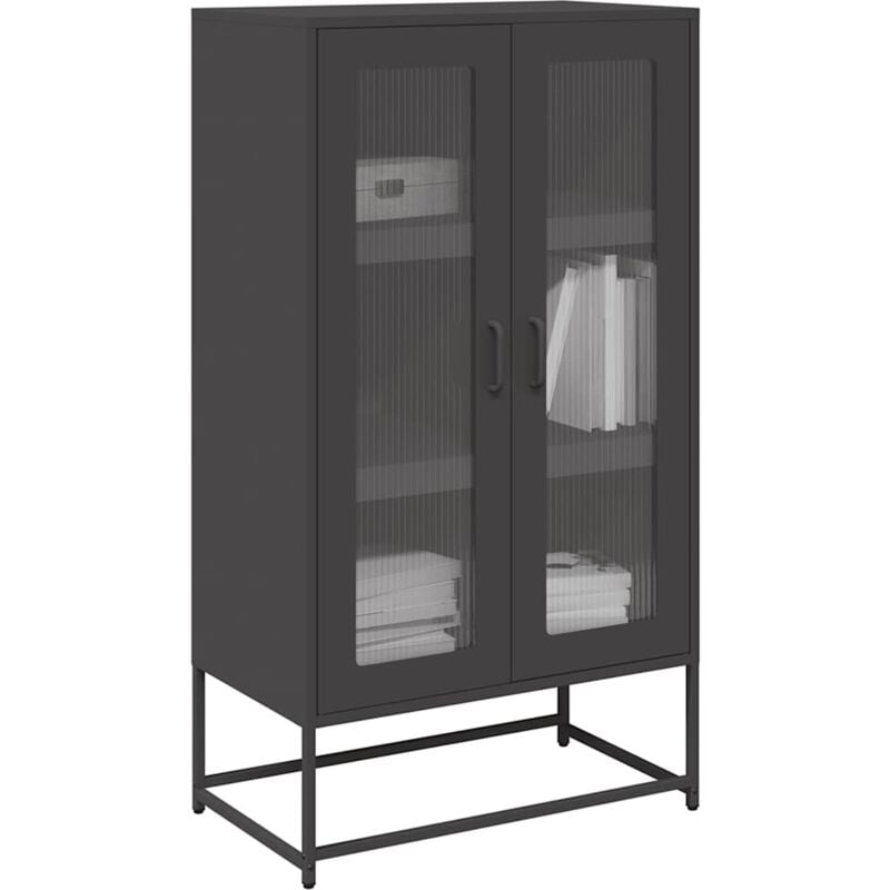 foto del prodotto vidaxl credenza nera 68x39x123 cm in acciaio