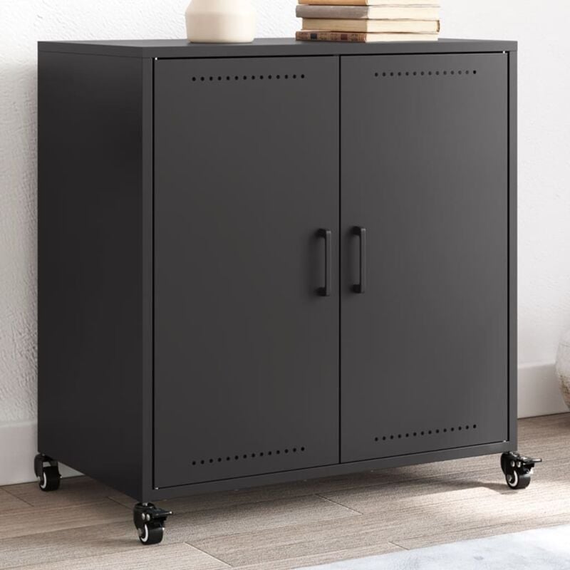 foto del prodotto vidaxl credenza nera 68x39x72 cm in acciaio