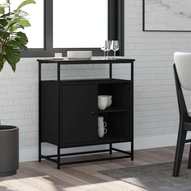 foto del prodotto vidaxl credenza nera 69x35x80 cm in legno multistrato