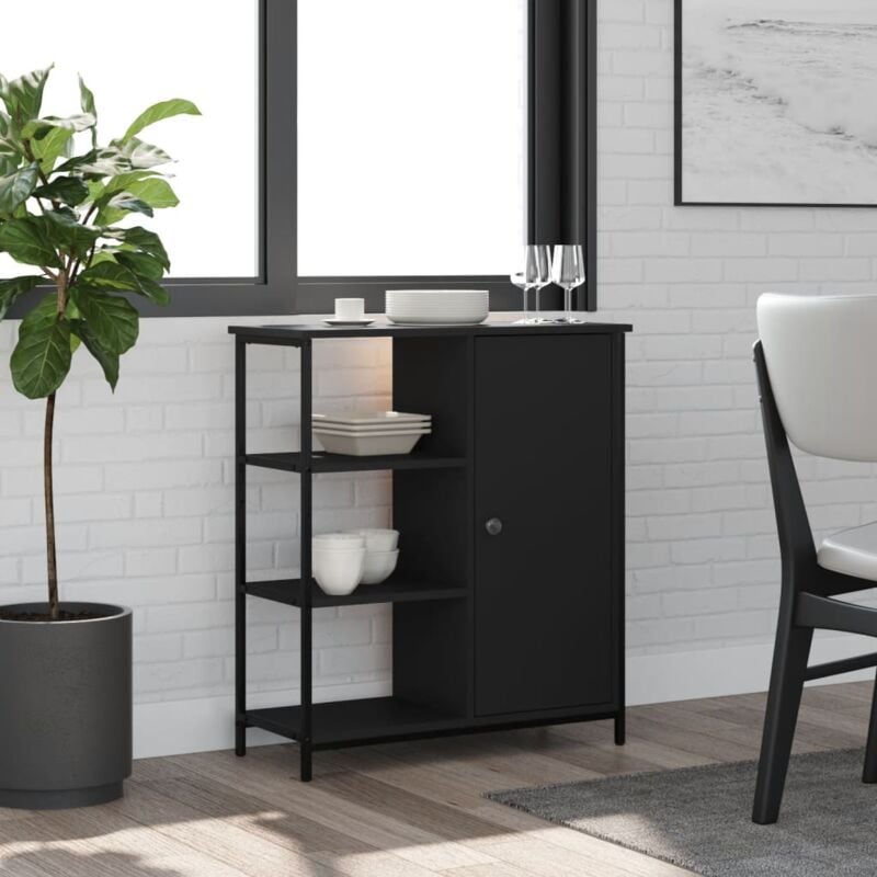 foto del prodotto vidaxl credenza nera 70x30x80 cm in legno multistrato