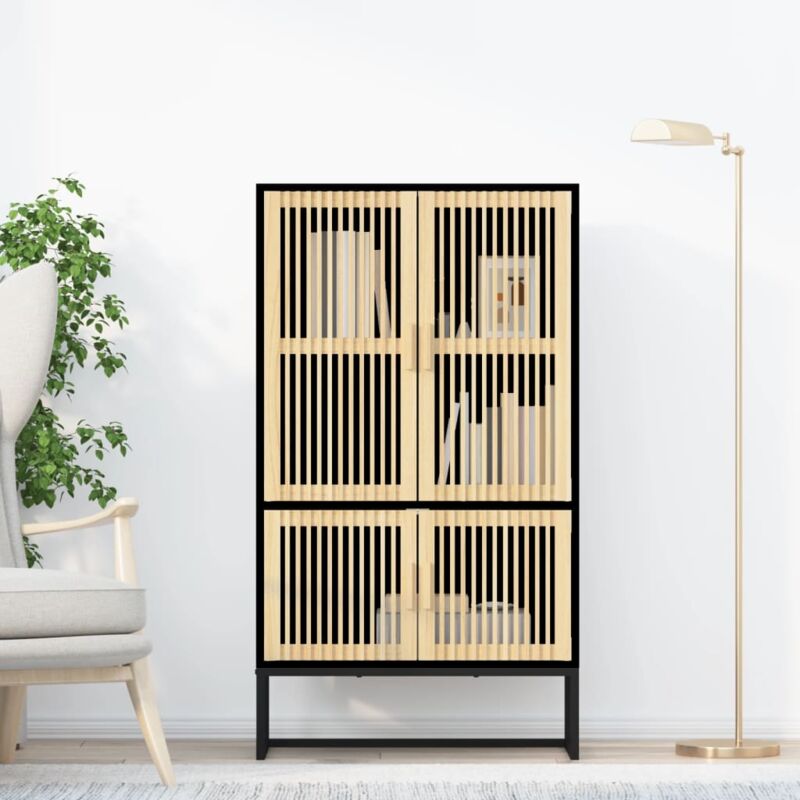 foto del prodotto vidaxl credenza nera 70x35x125 cm in legno multistrato 925792