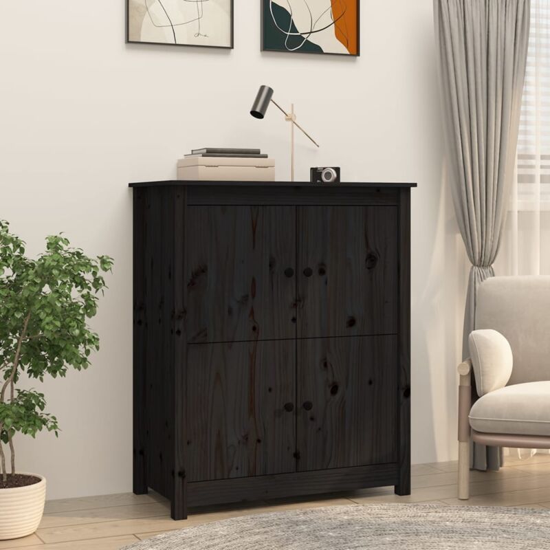 foto del prodotto vidaxl credenza nera 83x41,5x100 cm in legno massello di pino