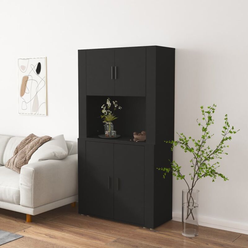 foto del prodotto vidaxl credenza nera in legno multistrato