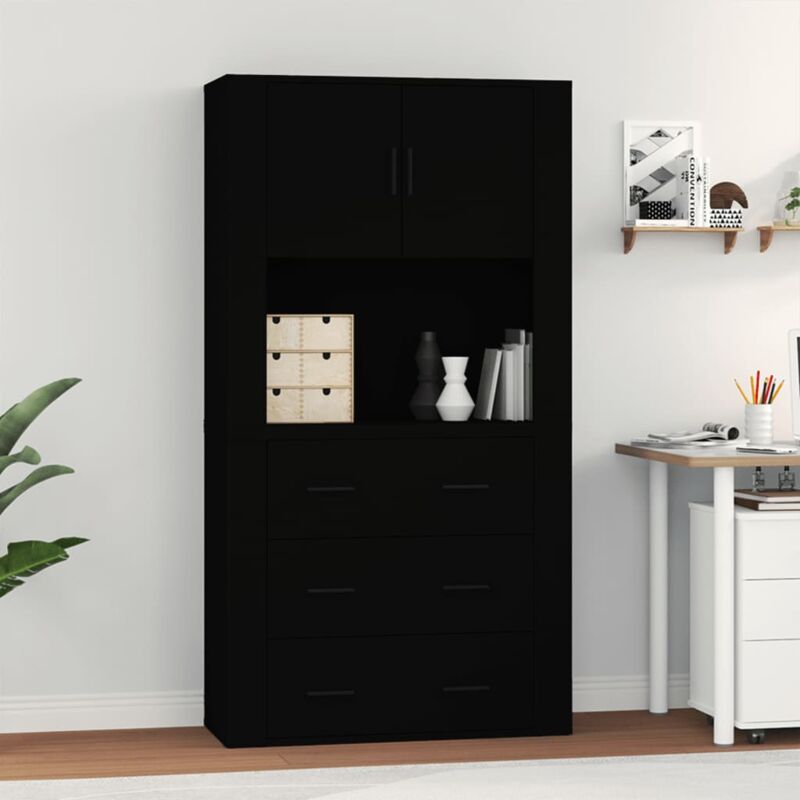 foto del prodotto vidaxl credenza nera in legno multistrato