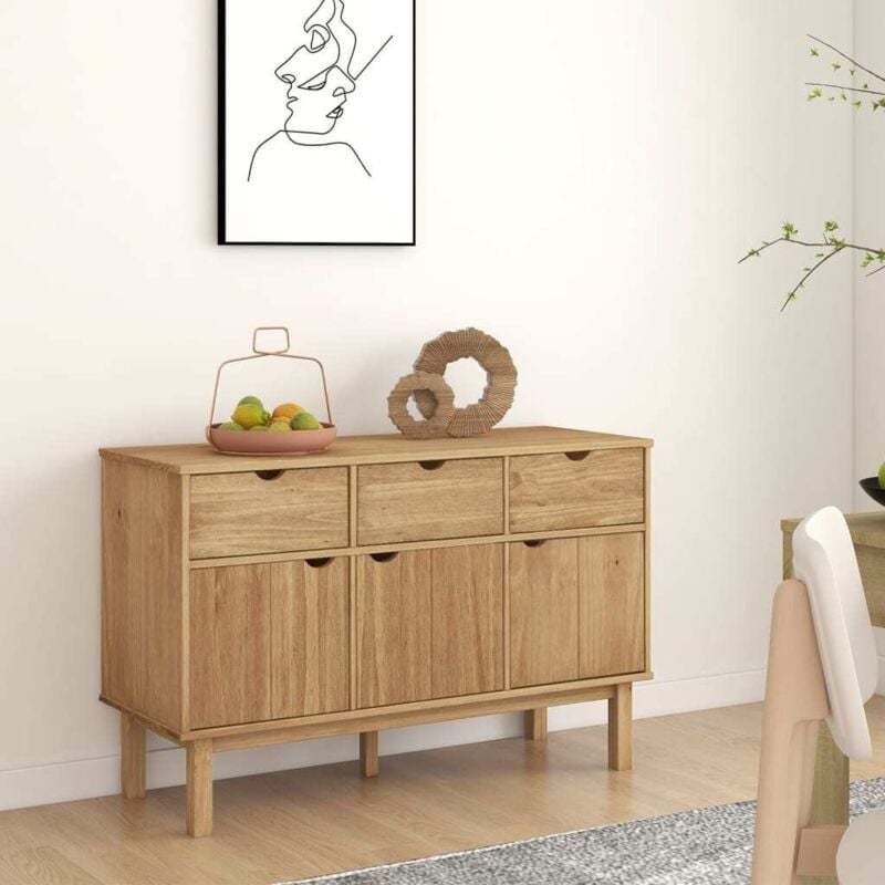 foto del prodotto vidaxl credenza otta 114x43x73,5 cm in legno massello di pino