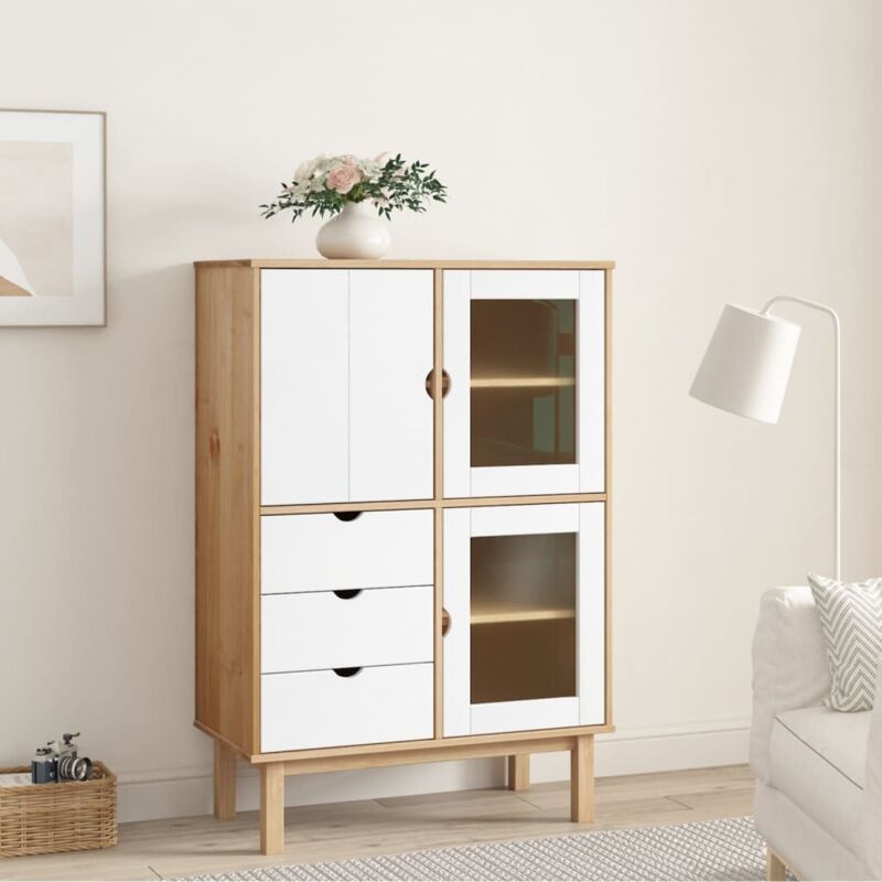 foto del prodotto vidaxl credenza otta marrone e bianco 85x43x125 cm in legno di pino