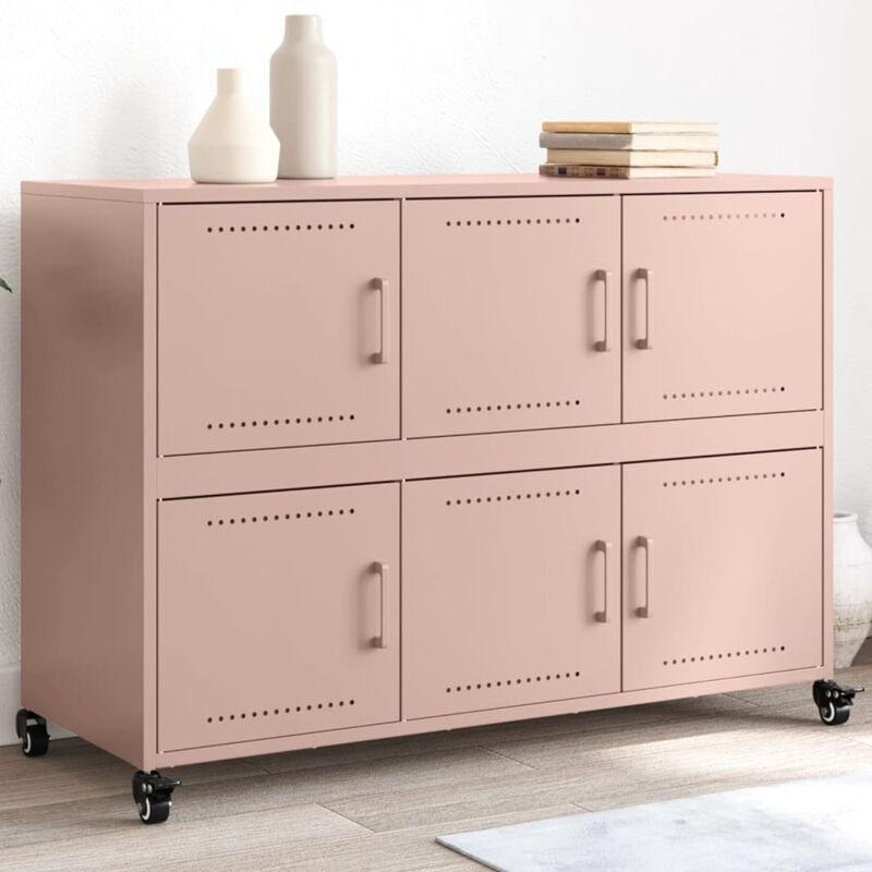 foto del prodotto vidaxl credenza rosa 100,5x39x72 cm in acciaio laminato a freddo