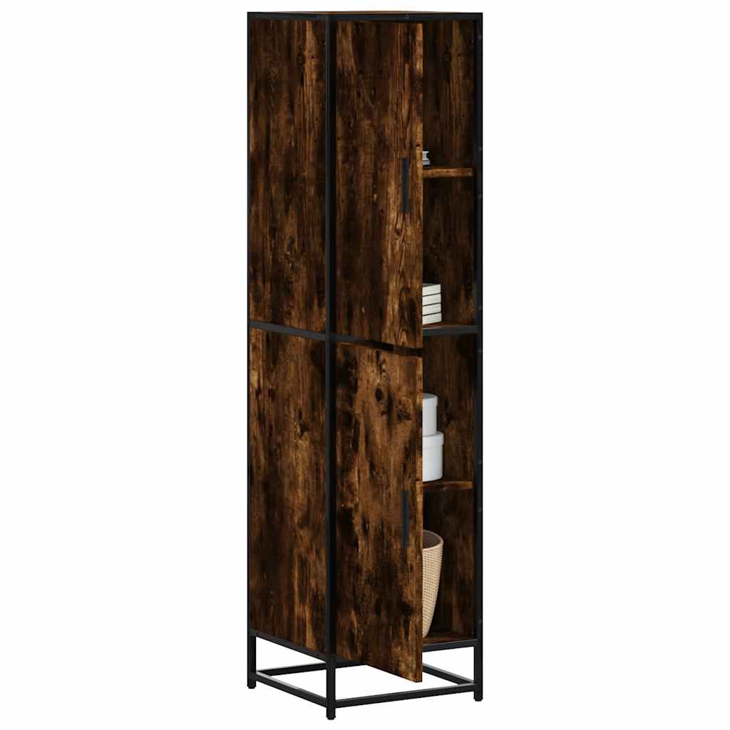 foto del prodotto vidaxl credenza rovere fumo 35,5x35x139 cm legno multistrato metallo