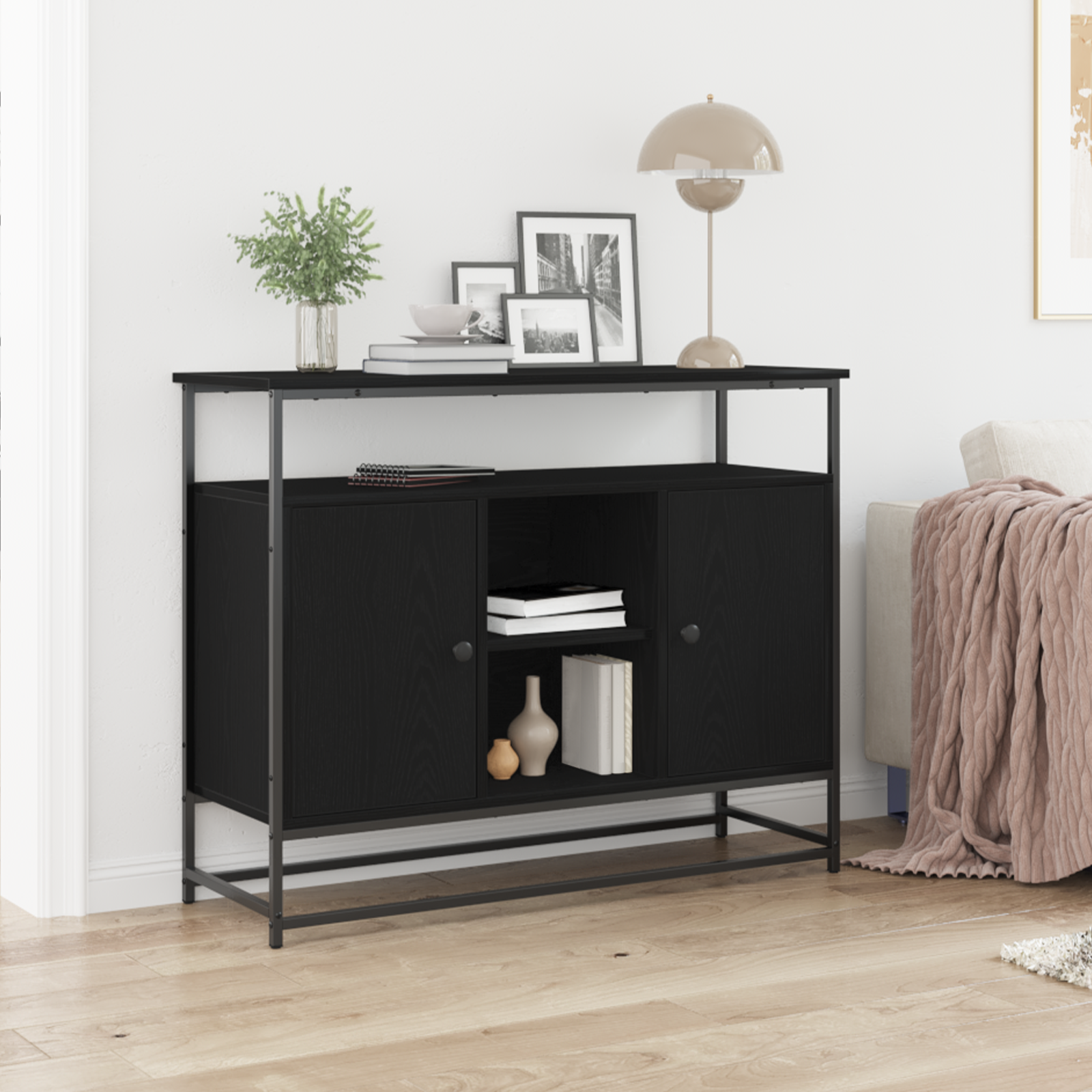 foto del prodotto vidaxl credenza rovere nero 100 x 35 x 80 cm legno multistrato