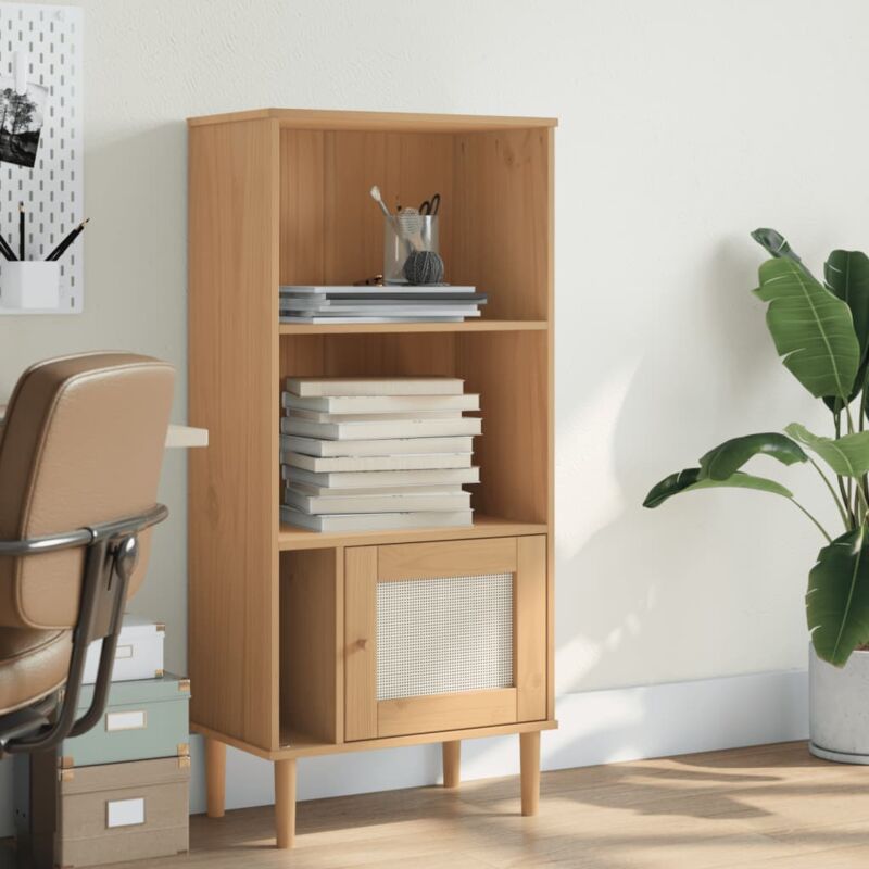 foto del prodotto vidaxl credenza senja aspetto rattan marrone 60x35x130 cm legno pino