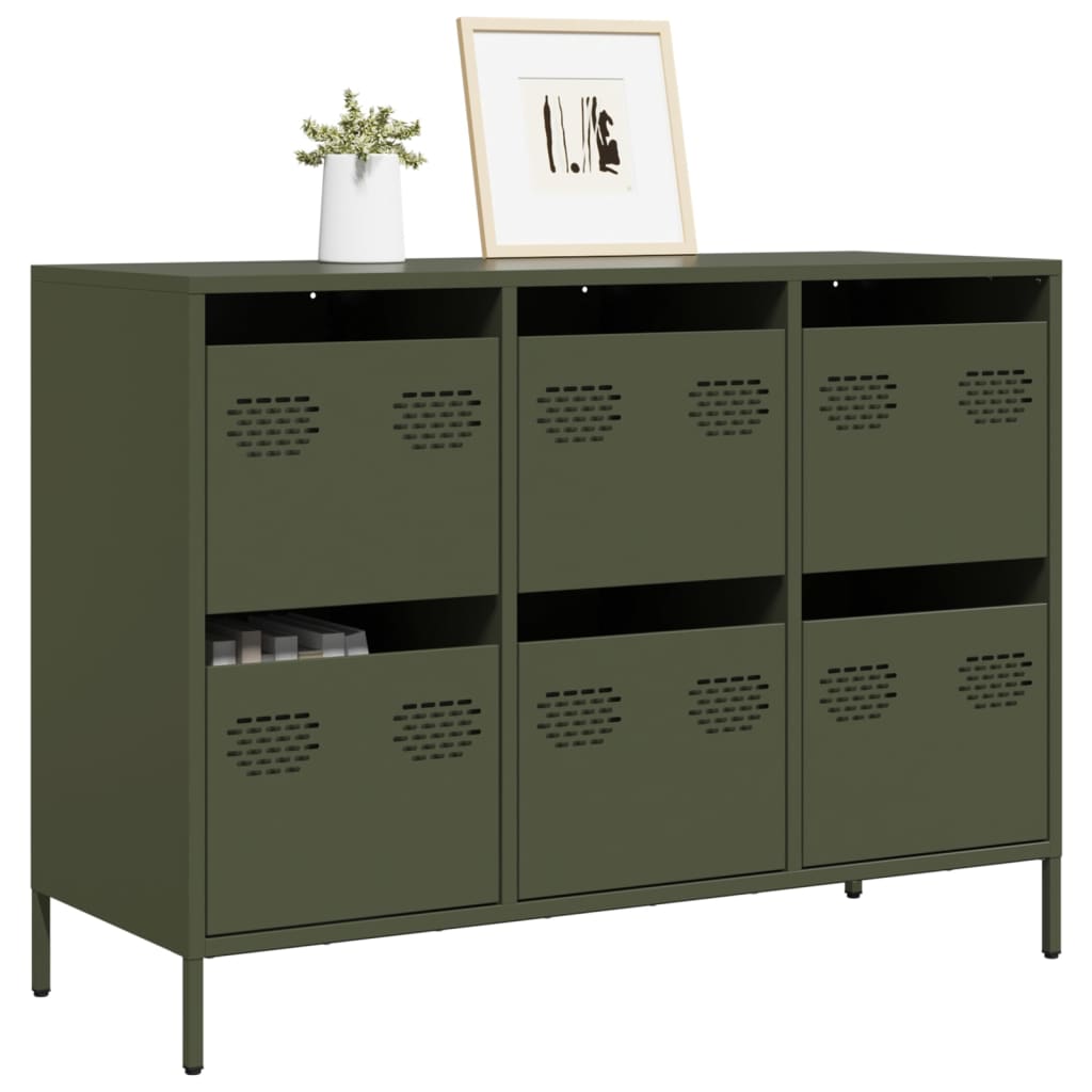 foto del prodotto vidaxl credenza verde oliva 101,5x39x73,5 cm acciaio laminato a freddo