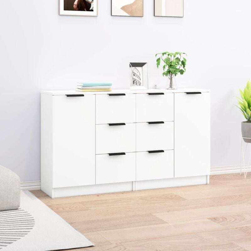 foto del prodotto vidaxl credenze 2 pz bianche 60x30x70 cm in legno multistrato