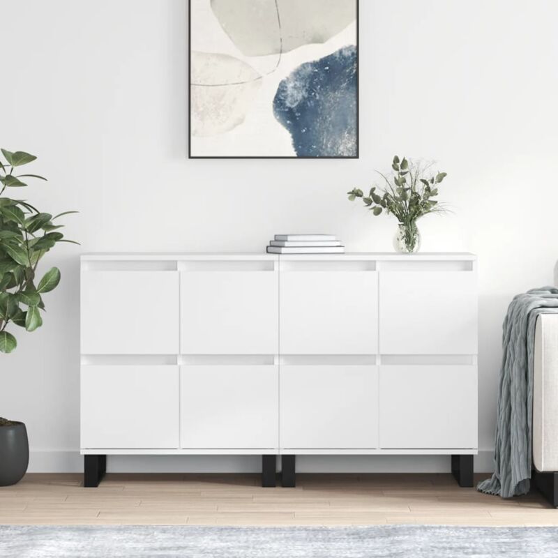 foto del prodotto vidaxl credenze 2 pz bianche in legno multistrato 125954