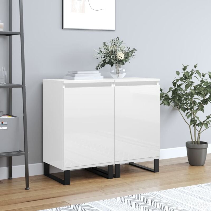 foto del prodotto vidaxl credenze 2 pz bianco lucido 40x35x70 cm in legno multistrato